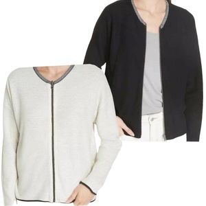 New Eileen Fisher Reversible Zip Front Knit Sweater Cardigan Organic Cotton Sz S